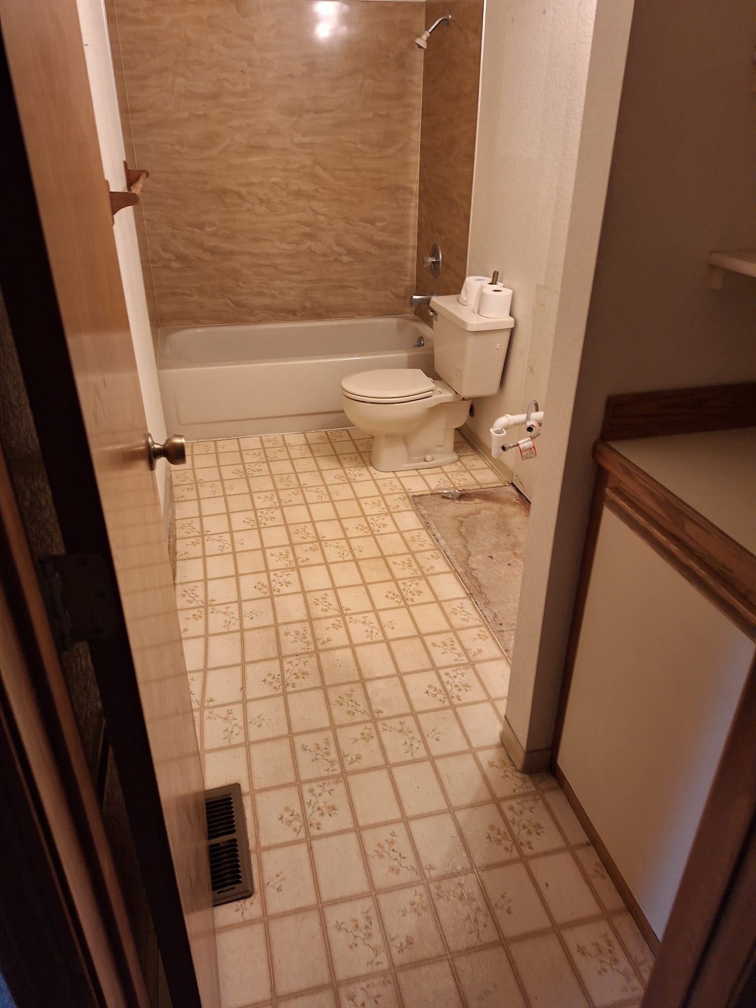 Bathroom torn up before a remodel