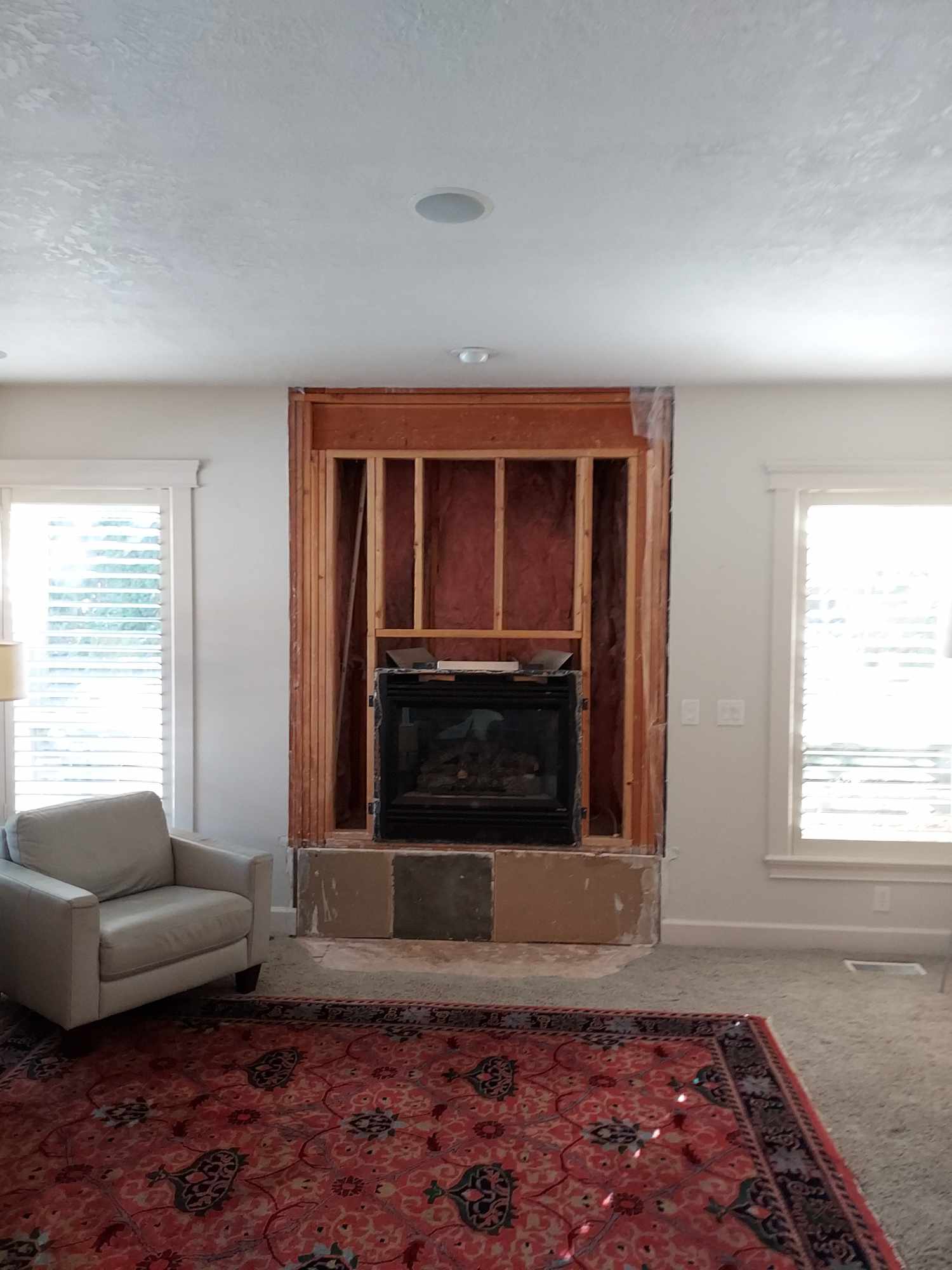 New fireplace install but the wall isn't built out yet