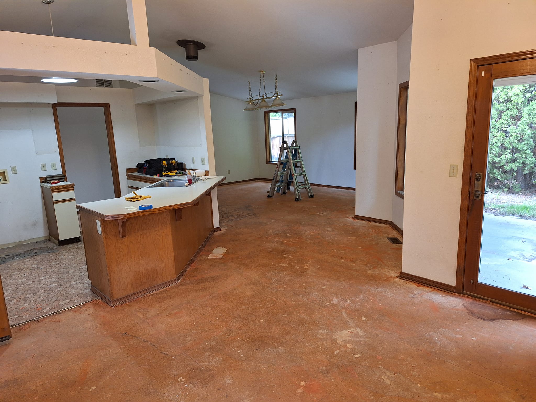 Large house with flooring completely removed