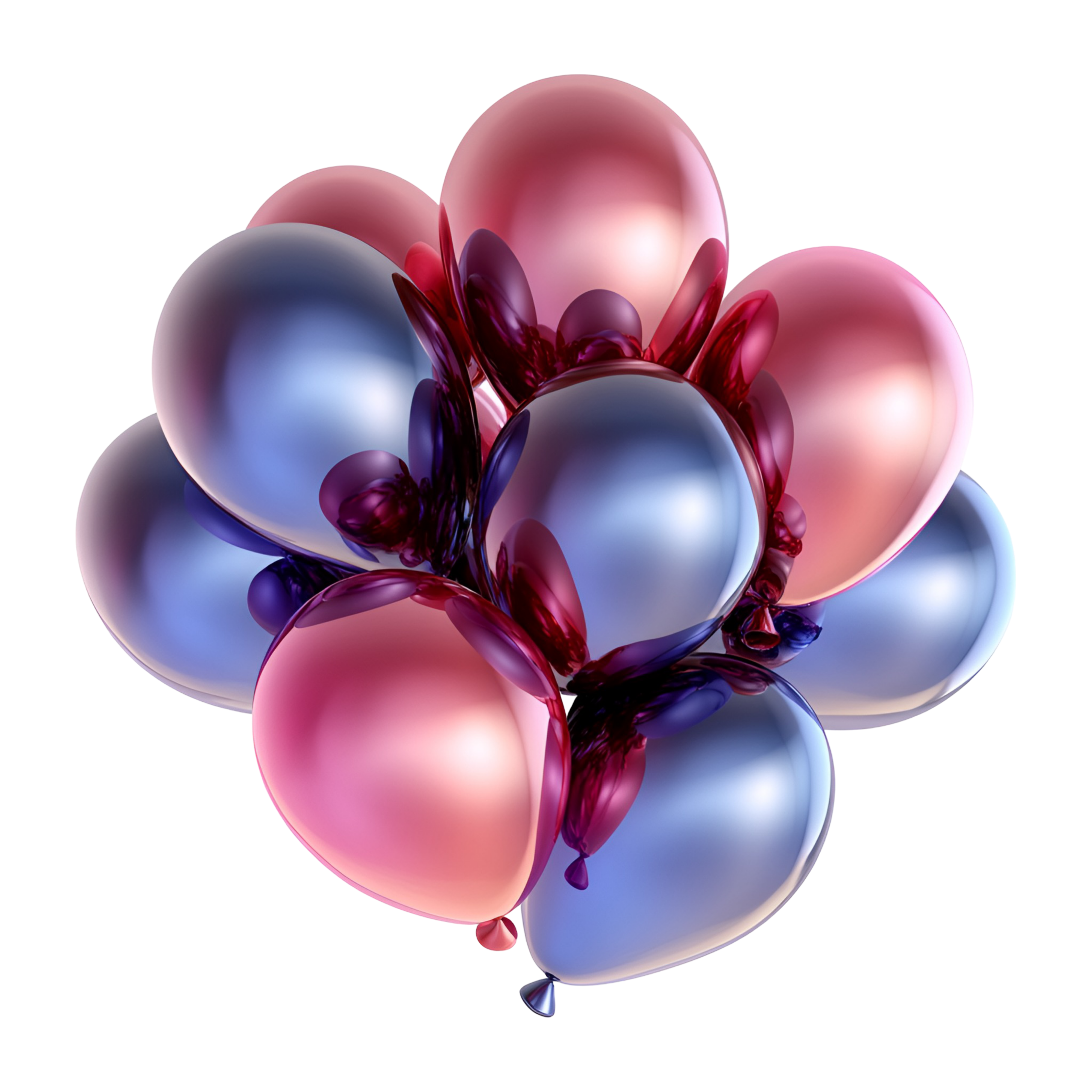 Shiny, colorful party balloons that are floating.